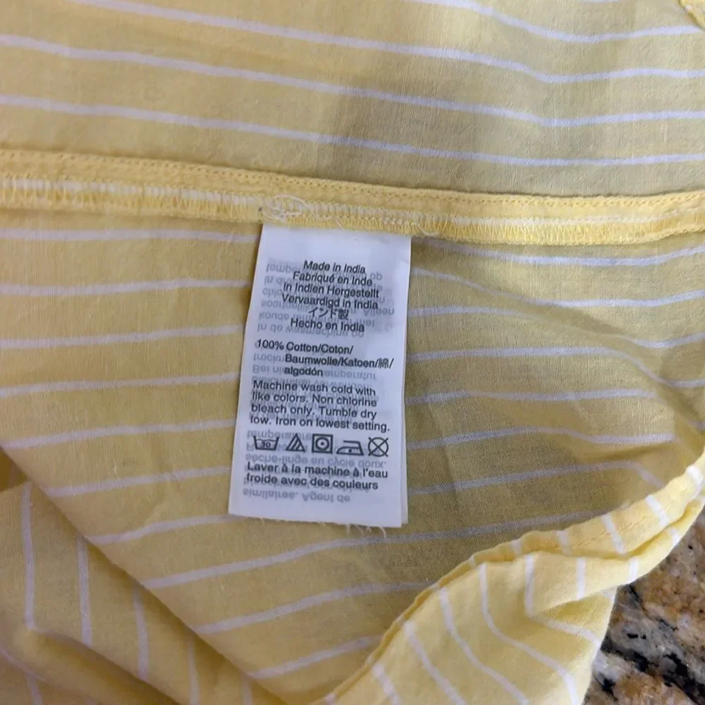 Madewell Cotton Striped Short Sleeve V-neck Midi Dress Size S